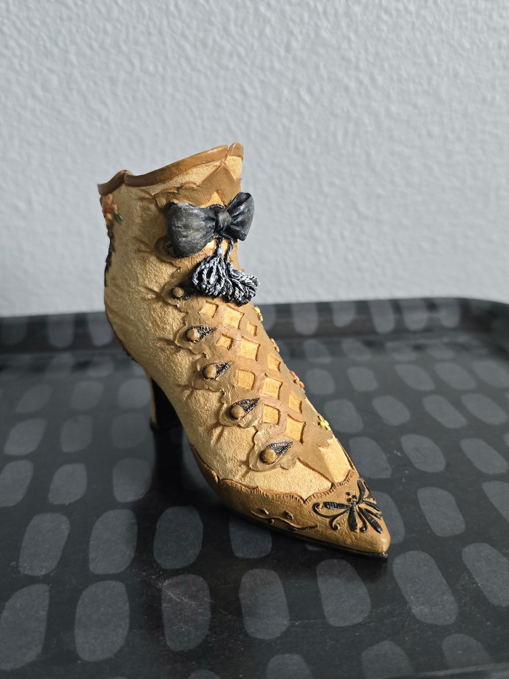 Willow Hall Miniature Ceramic Boot Heel Gold Deluxe